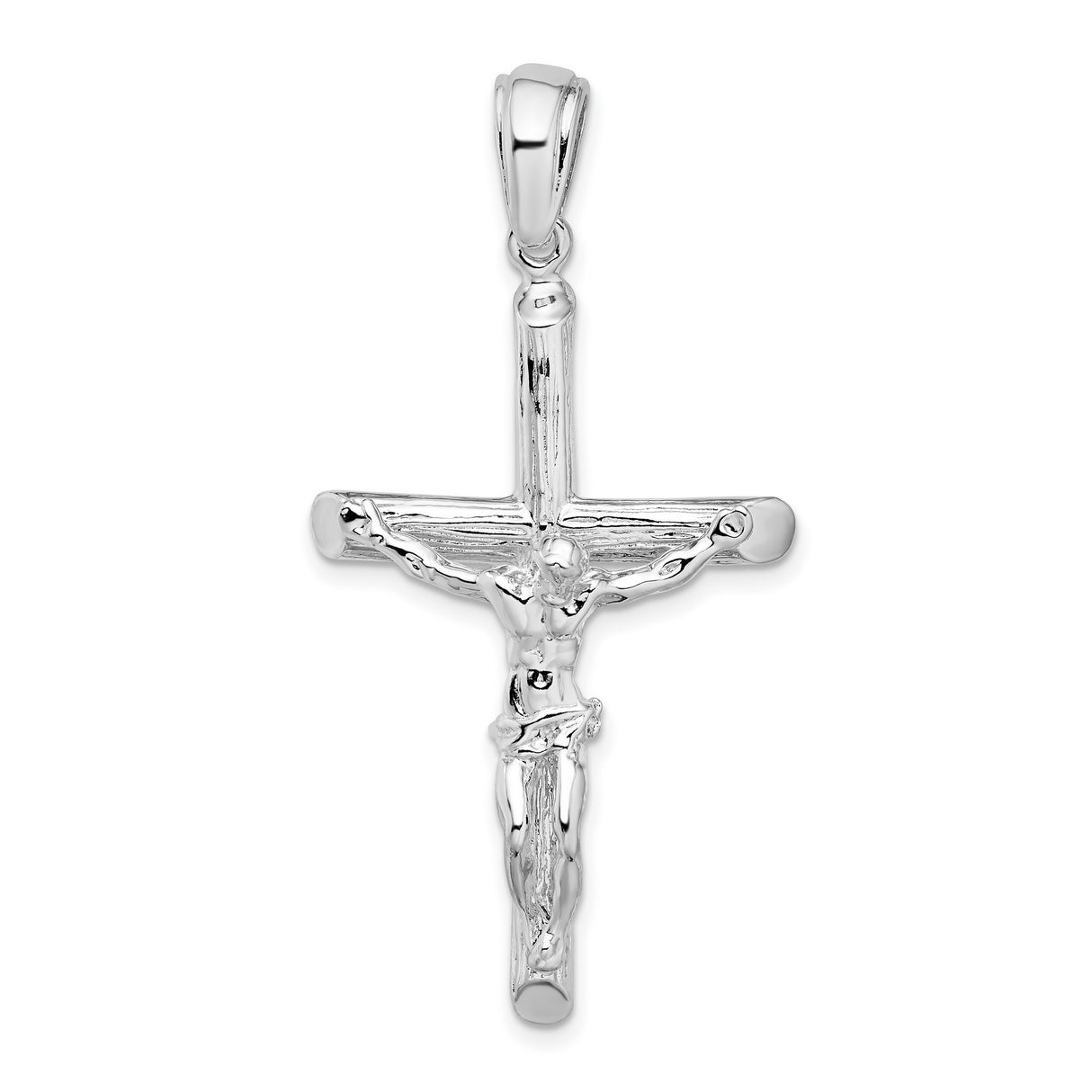 Sterling Silver Crucifix Pendant with Textured Cross Design, Christ on Cross, Religious Jewelry