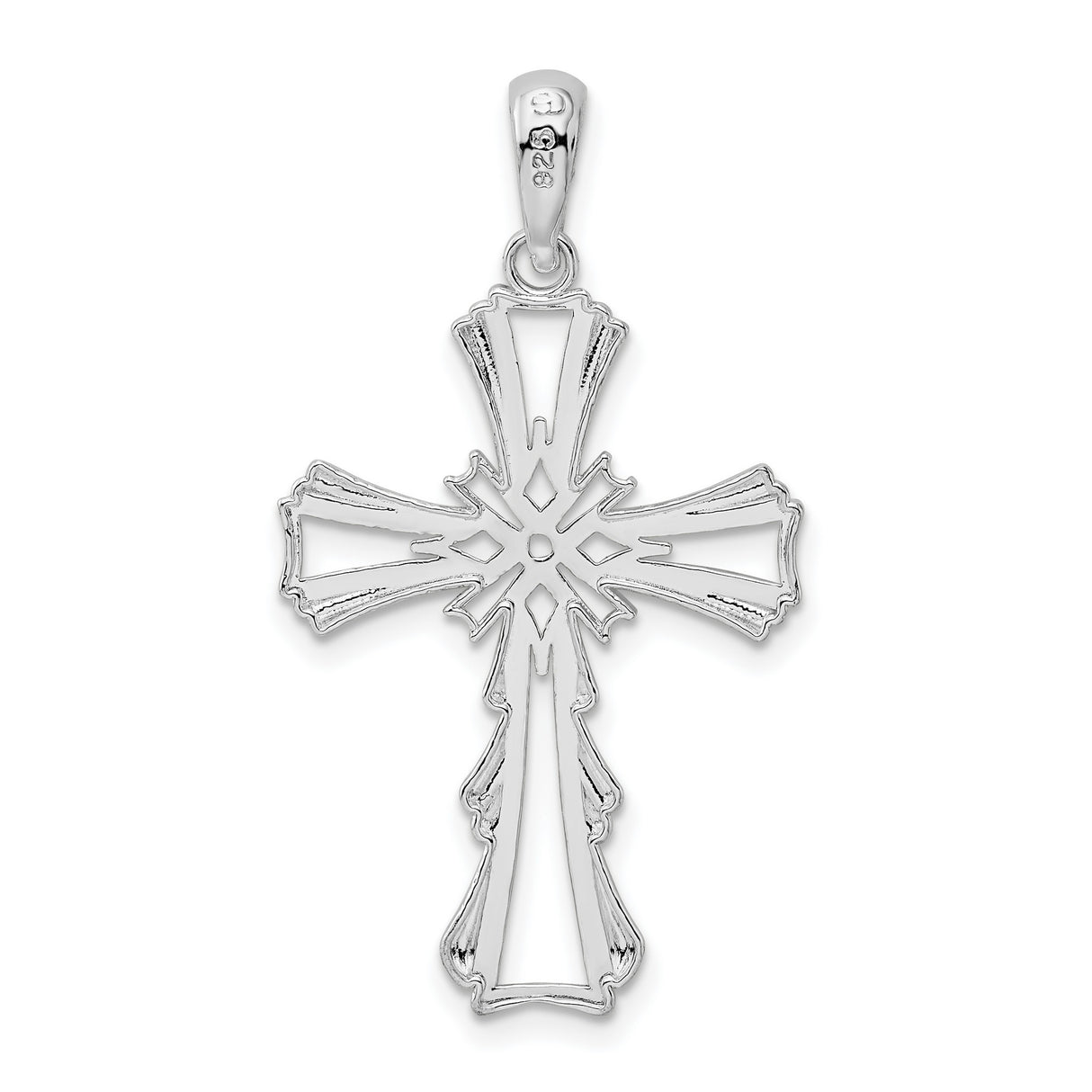 Sterling Silver Cross Pendant with Cut-Out Flared Arms and Polished Finish