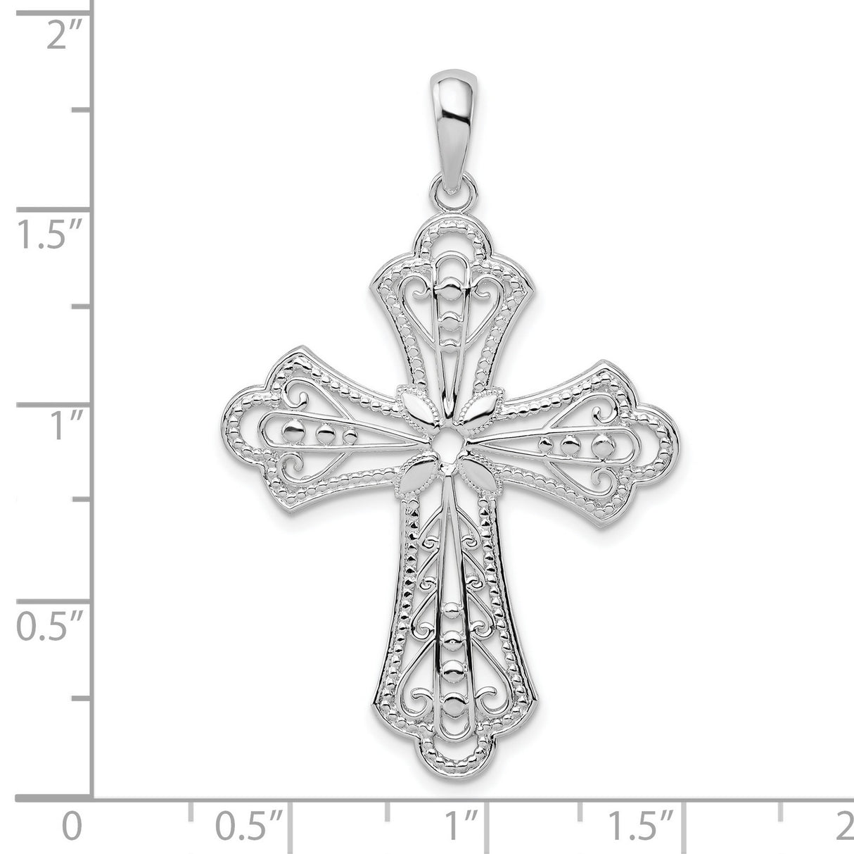 Sterling Silver Cross Pendant with Gold Accents, Floral Filigree and Scrollwork Design