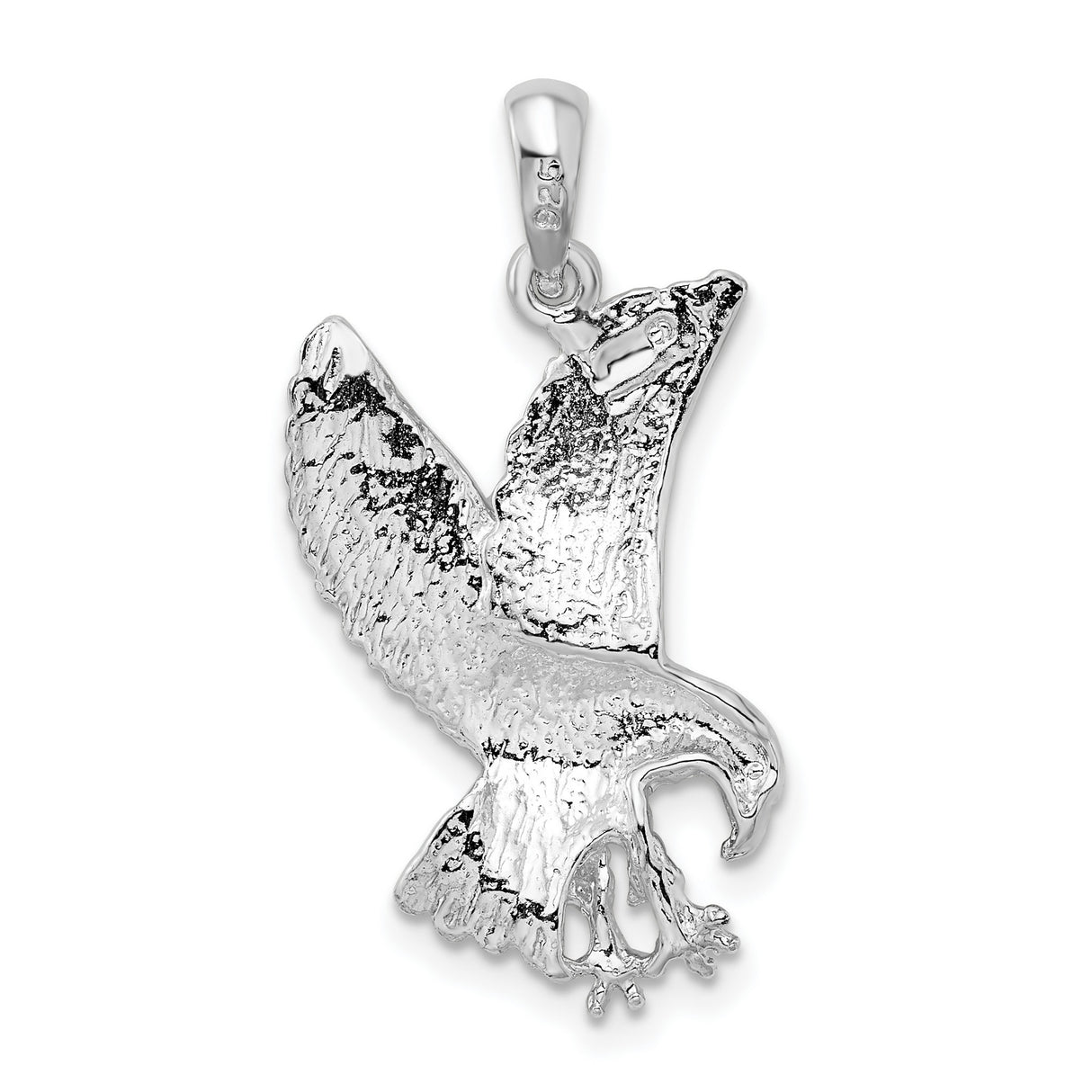 Sterling Silver Eagle Pendant with Outstretched Wings and Talons, Patriotic Design