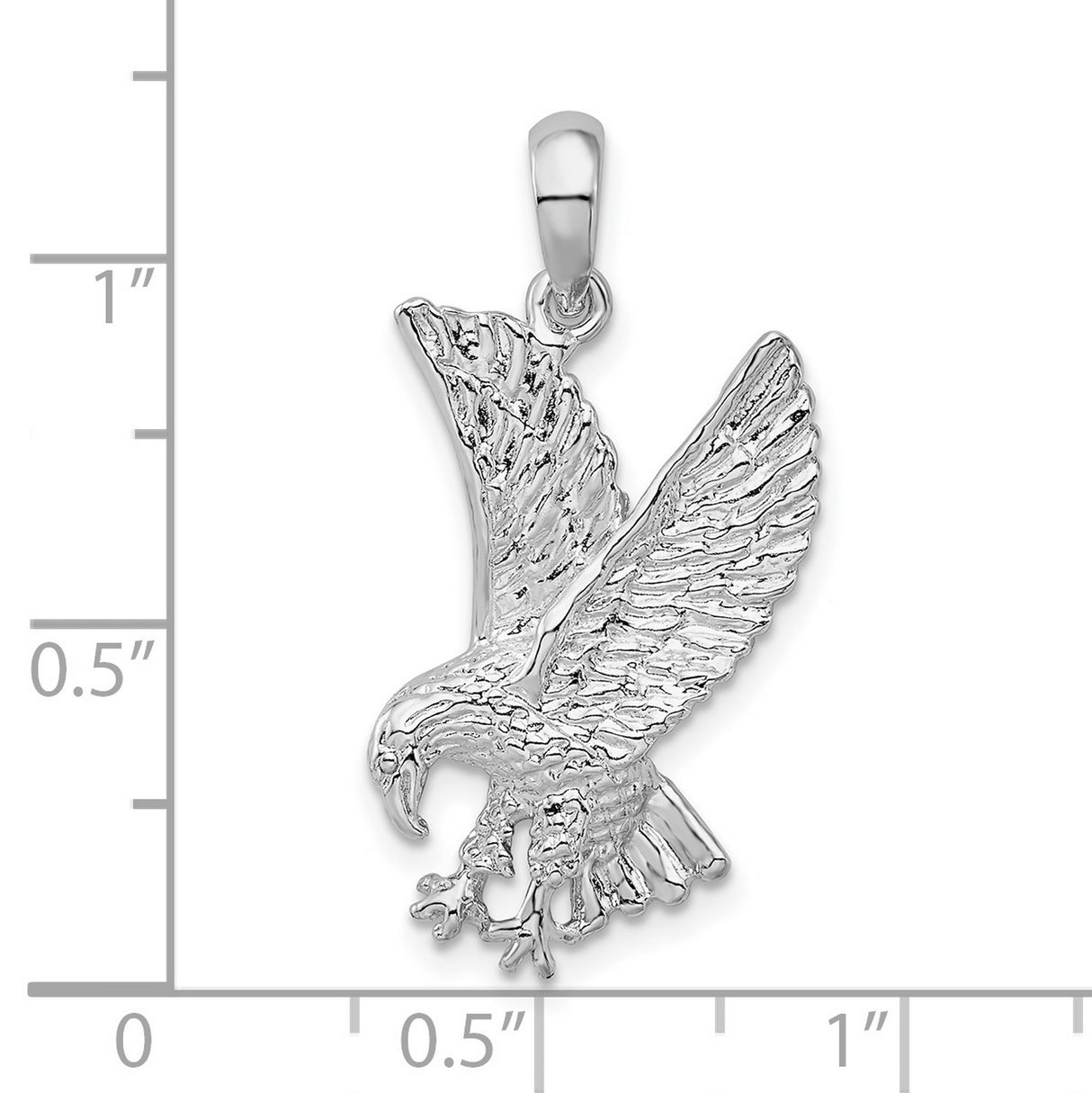 Sterling Silver Eagle Pendant with Outstretched Wings and Talons, Patriotic Design
