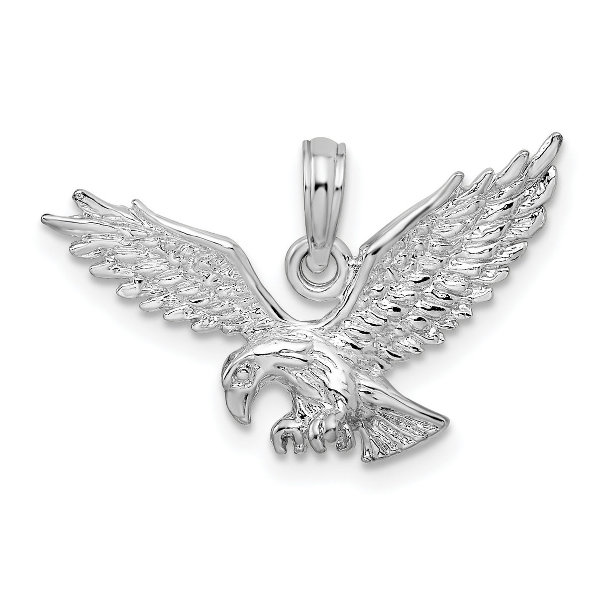 Sterling Silver Eagle Pendant with Outstretched Wings, Patriotic Wildlife Jewelry for Men