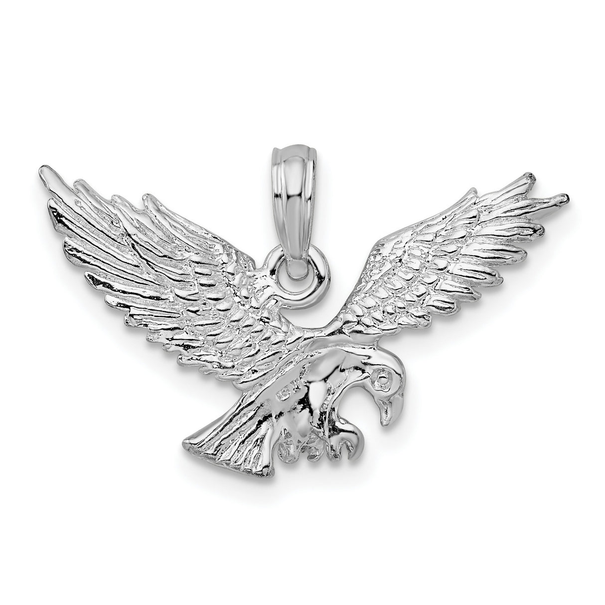 Sterling Silver Eagle Pendant with Outstretched Wings, Patriotic Wildlife Jewelry for Men