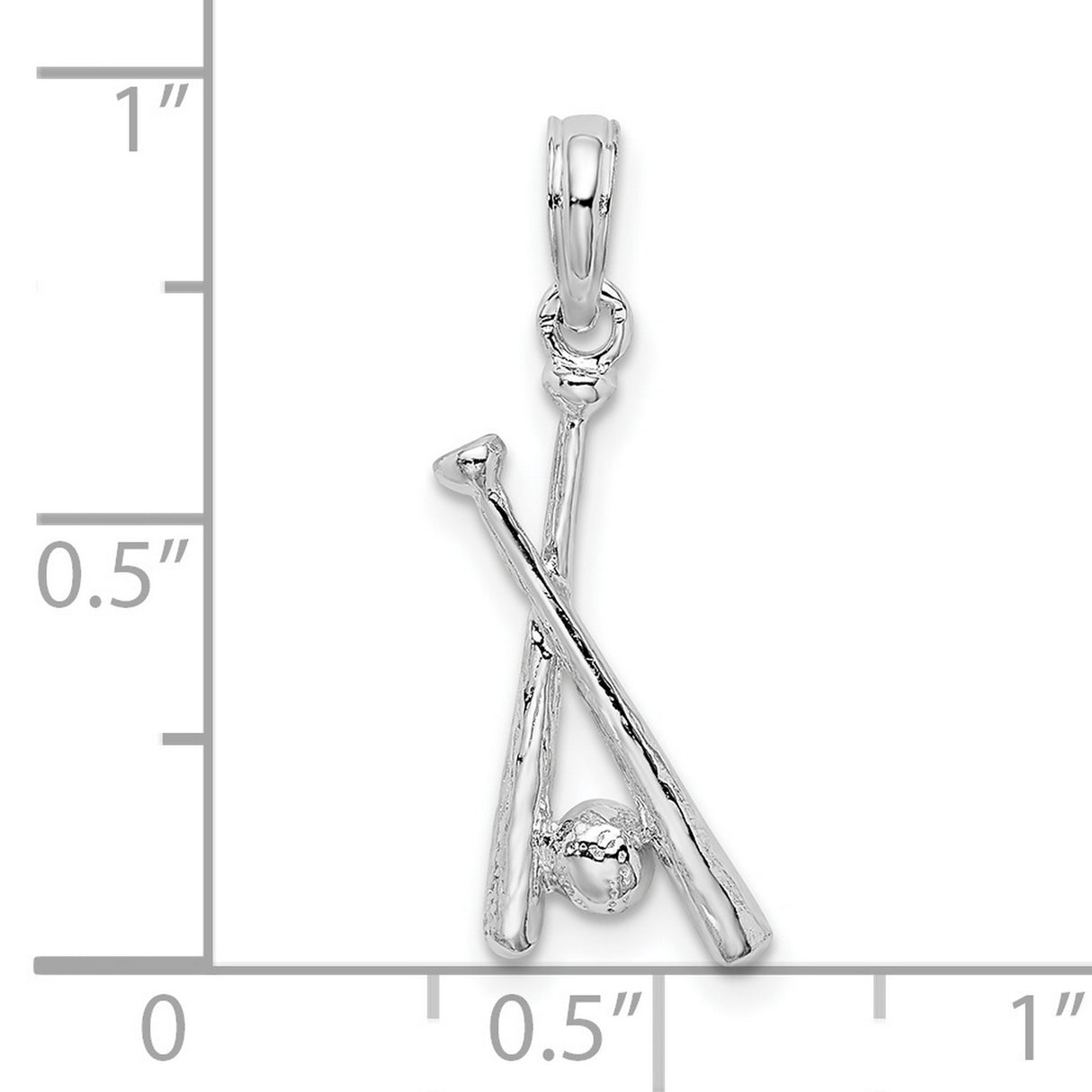 Sterling Silver Baseball Pendant with Crossed Bats and Ball, Unisex Sports Charm