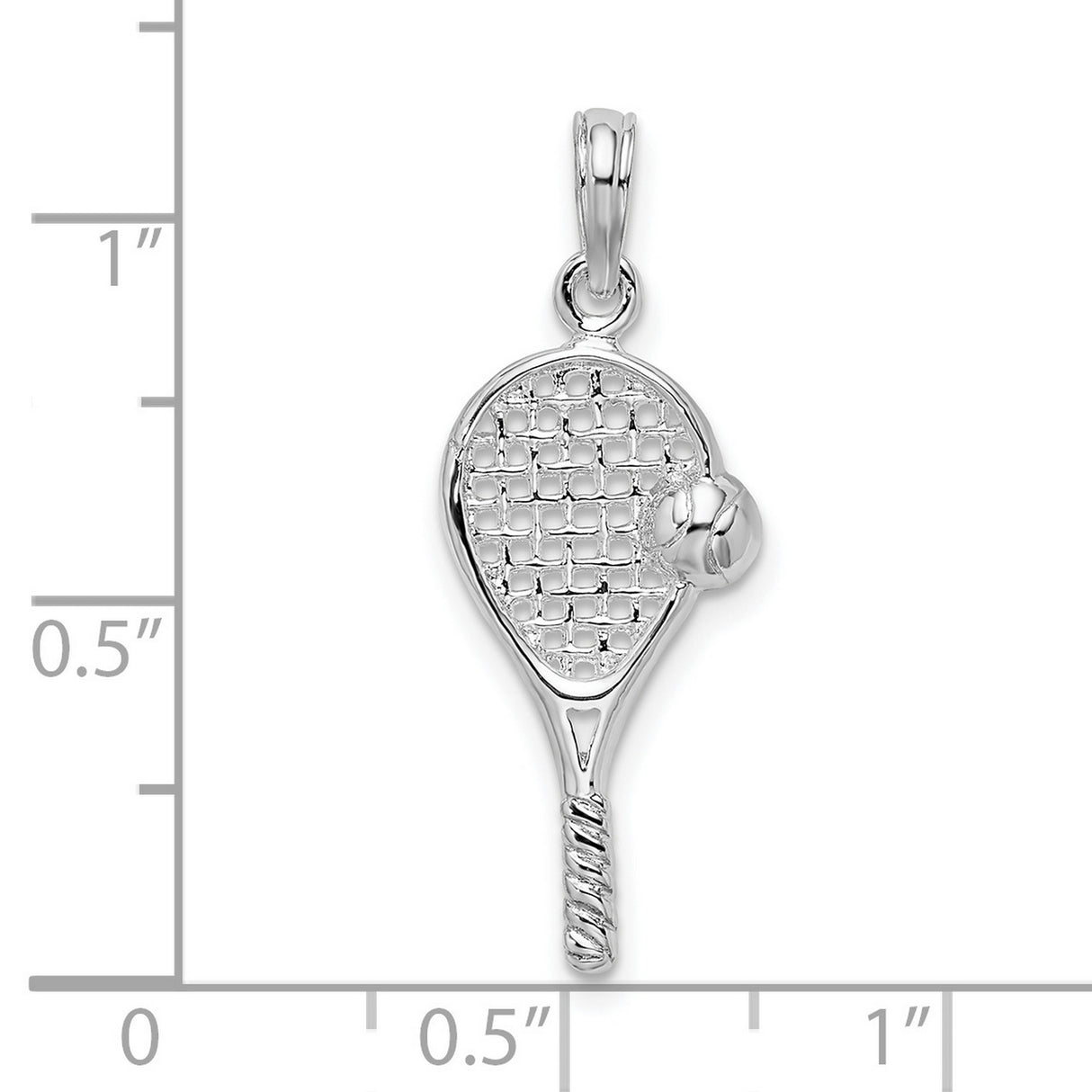 Sterling Silver Tennis Racket Pendant with Ball and String Detailing, Sports Jewelry