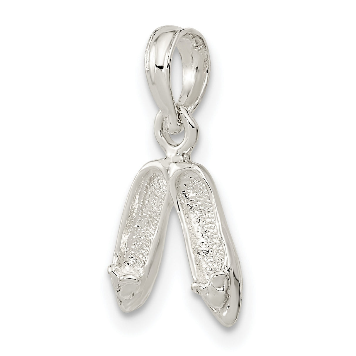 Sterling Silver Ballet Slippers Pendant with Detailed Ballet Shoe Design for Women