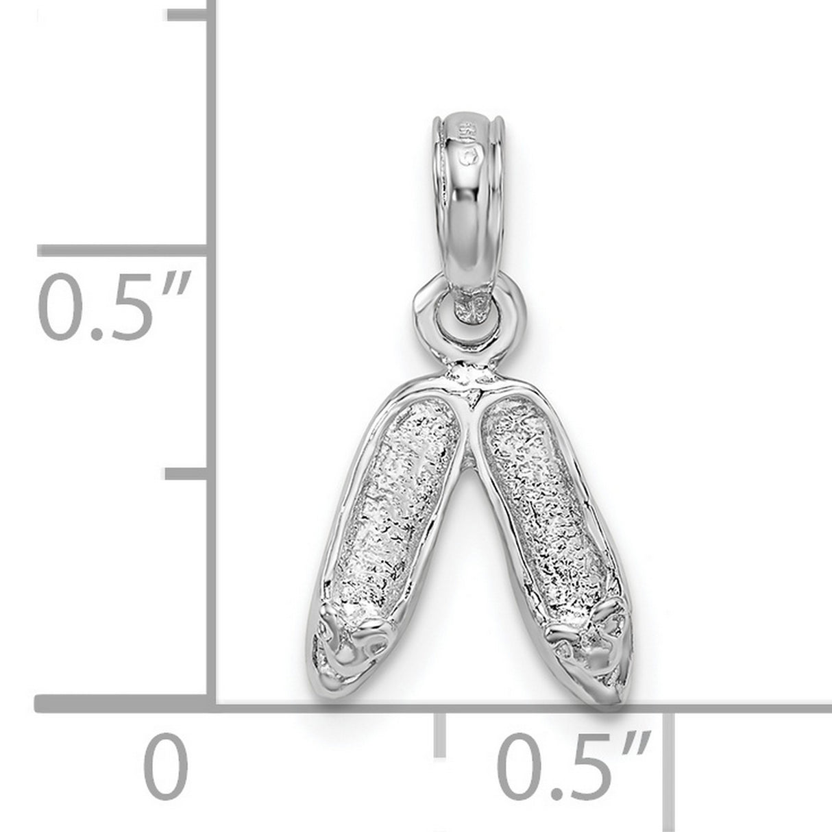 Sterling Silver Ballet Slippers Pendant with Detailed Ballet Shoe Design for Women