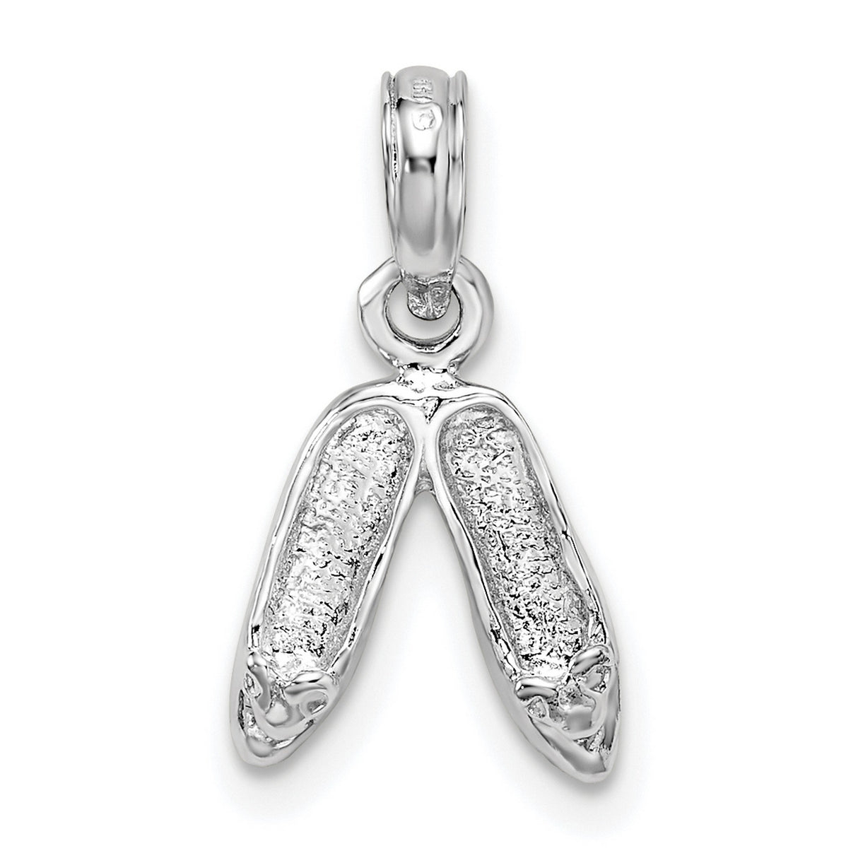 Sterling Silver Ballet Slippers Pendant with Detailed Ballet Shoe Design for Women