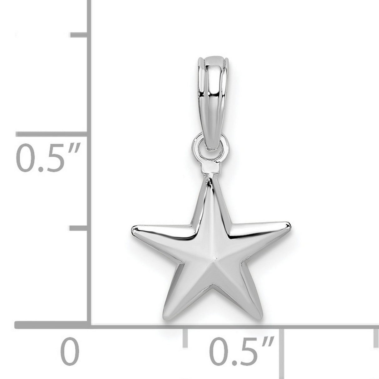 Sterling Silver Five Point Star Pendant, Polished 3D Celestial Charm for Women or Unisex