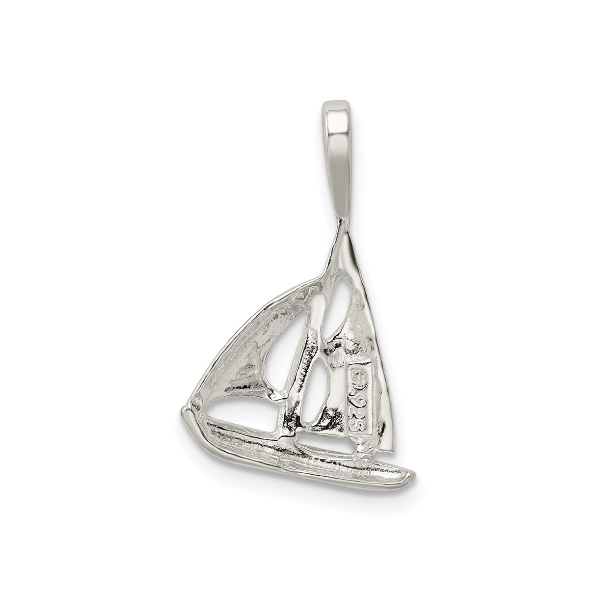 Sterling Silver Sailboat Pendant with Openwork Yacht Design, Nautical Jewelry for Ocean Lovers