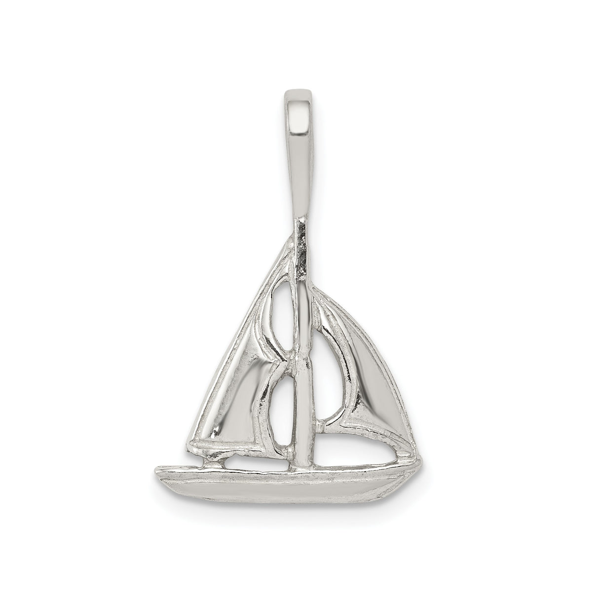Sterling Silver Sailboat Pendant with Openwork Yacht Design, Nautical Jewelry for Ocean Lovers
