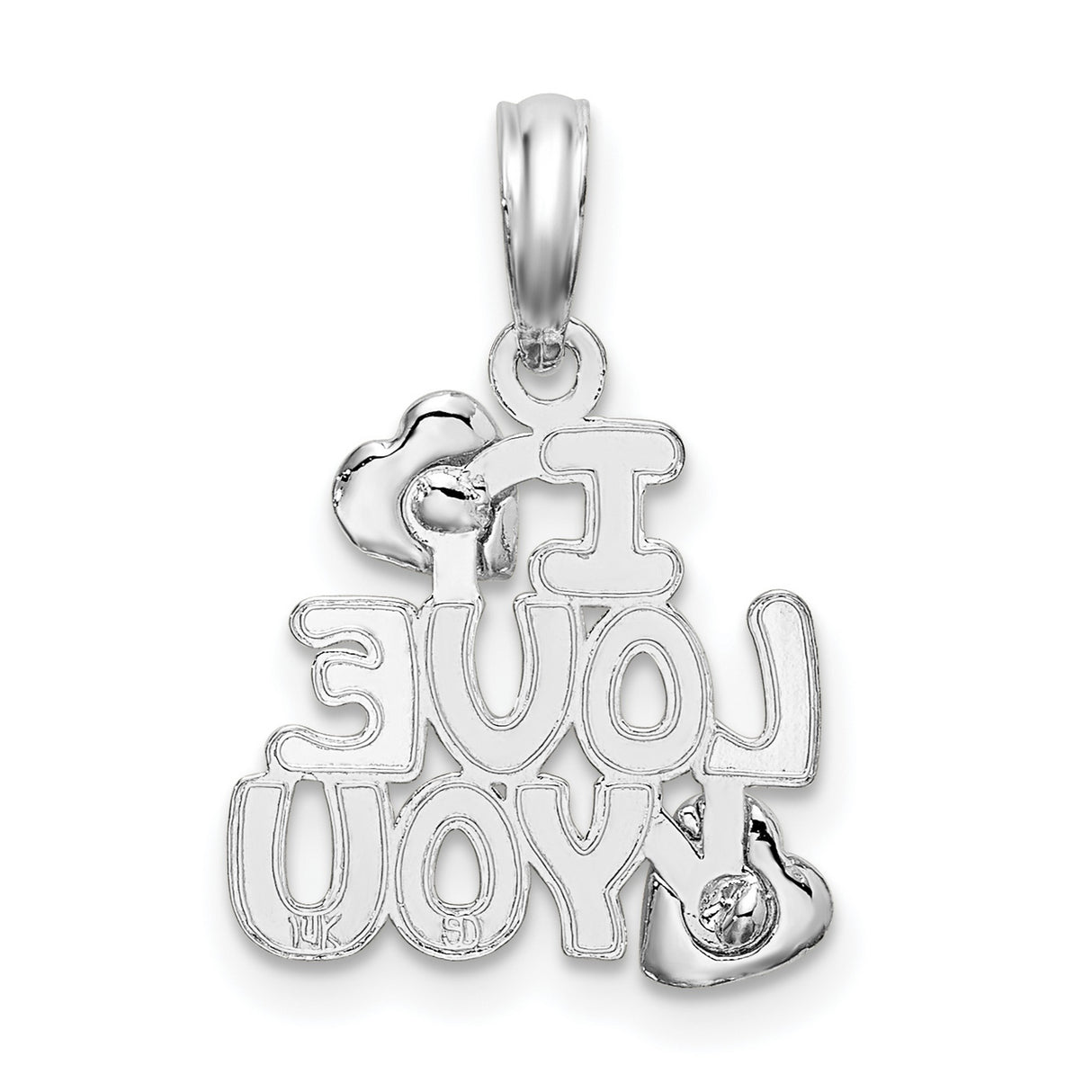 Sterling Silver I Love You Pendant with Raised Heart Accents, Romantic Jewelry for Women