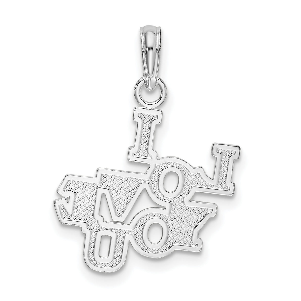 Sterling Silver Pendant Charm with I Love You Layered Text Design, Romantic Unisex Jewelry