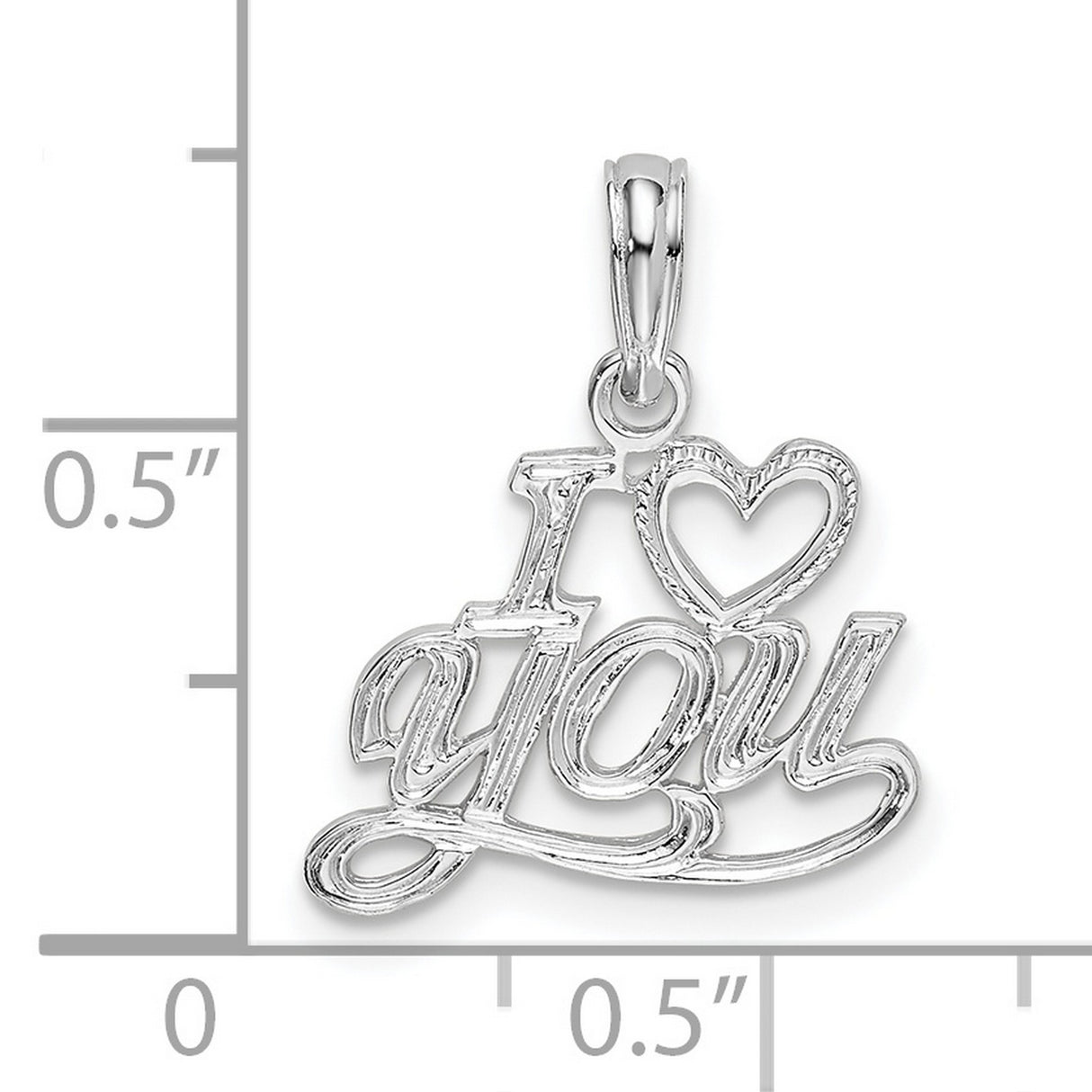 Sterling Silver Heart Pendant with I Love You Script Message for Women
