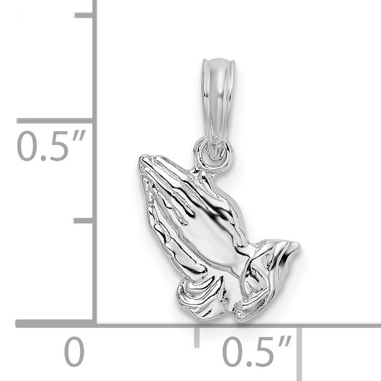 Polished Praying Hands Charm Pendant in Real 925 Sterling Silver