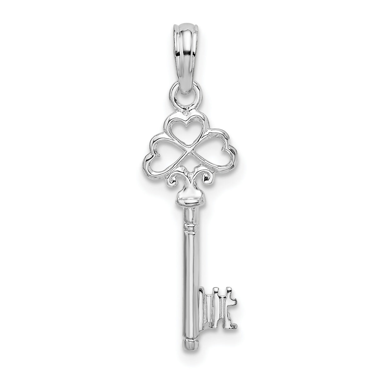Sterling Silver Celtic Key Pendant with Shamrock Heart Detail, Irish Heritage Jewelry for Women
