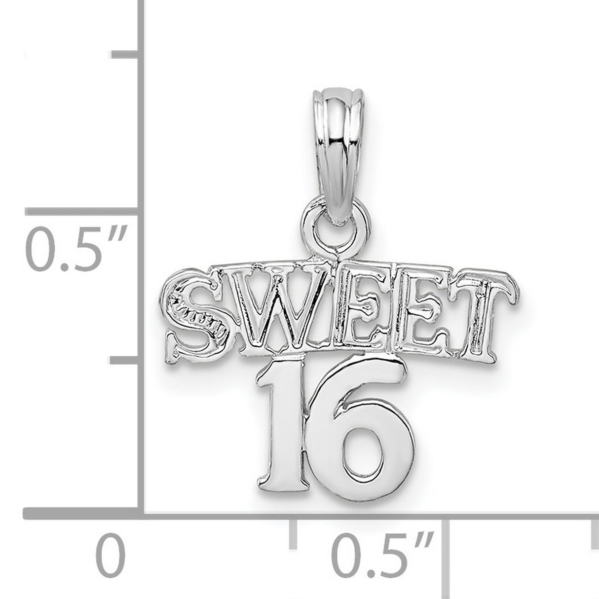 Sterling Silver Sweet 16 Pendant, Bold Number Charm for Teen Birthday Celebration
