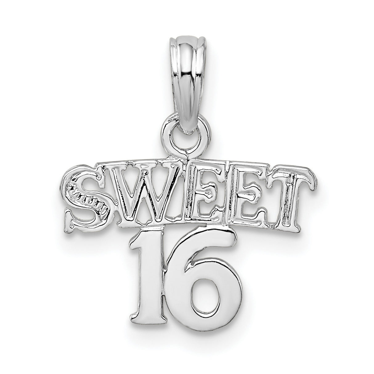 Sterling Silver Sweet 16 Pendant, Bold Number Charm for Teen Birthday Celebration