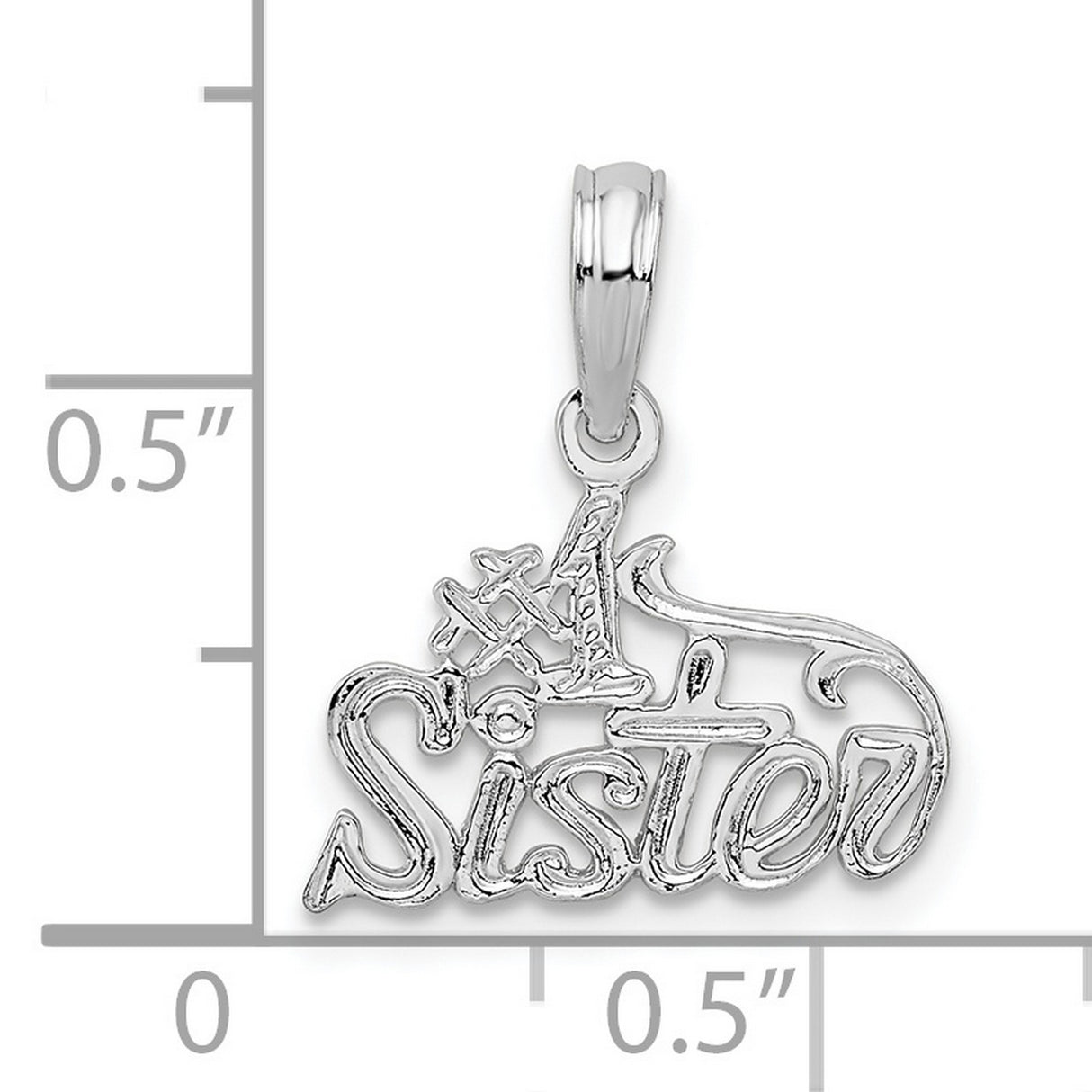 Sterling Silver Sister Pendant Charm with Heart and Script Design for Women
