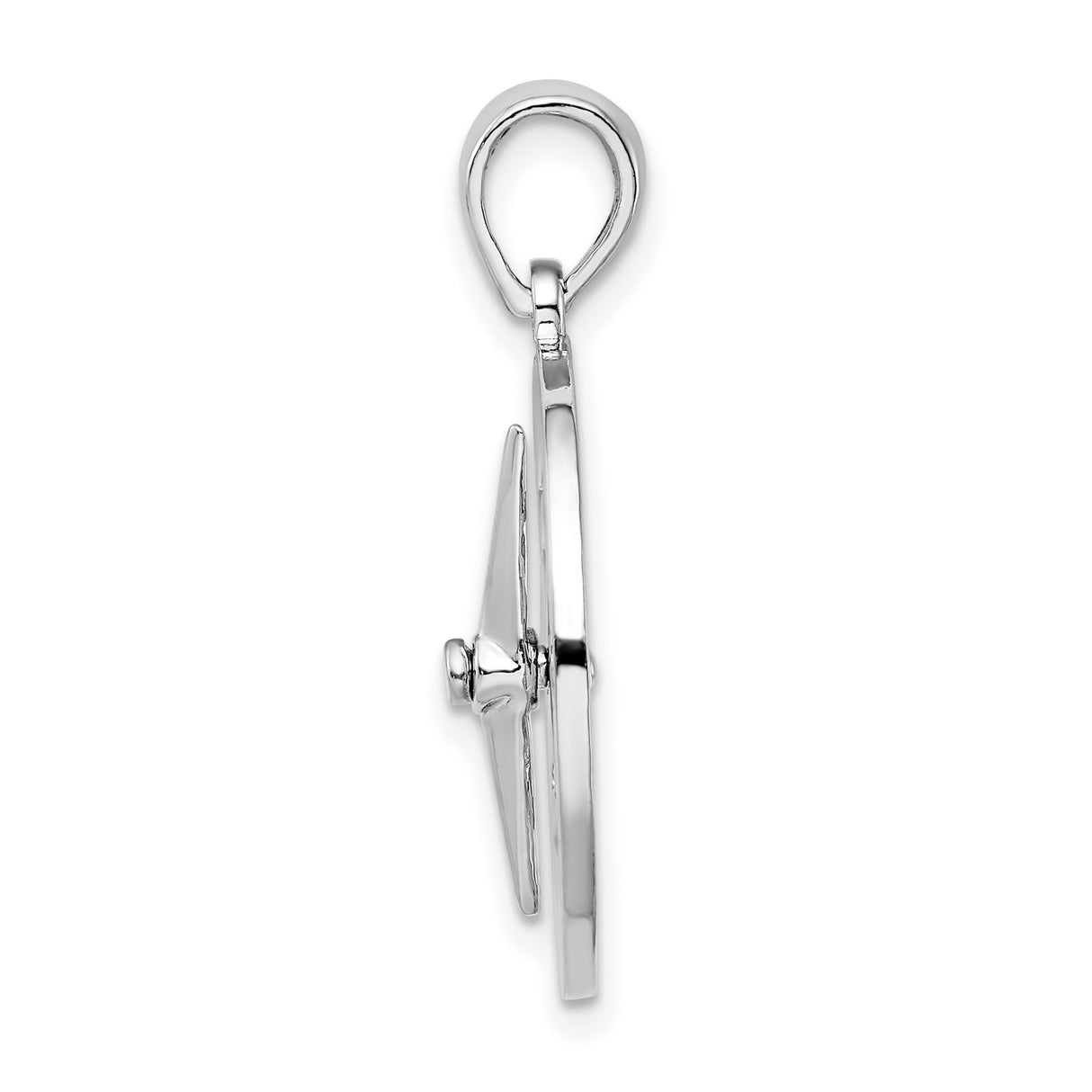 Sterling Silver Compass Pendant with North South East West Directional Markings, Nautical Travel Charm
