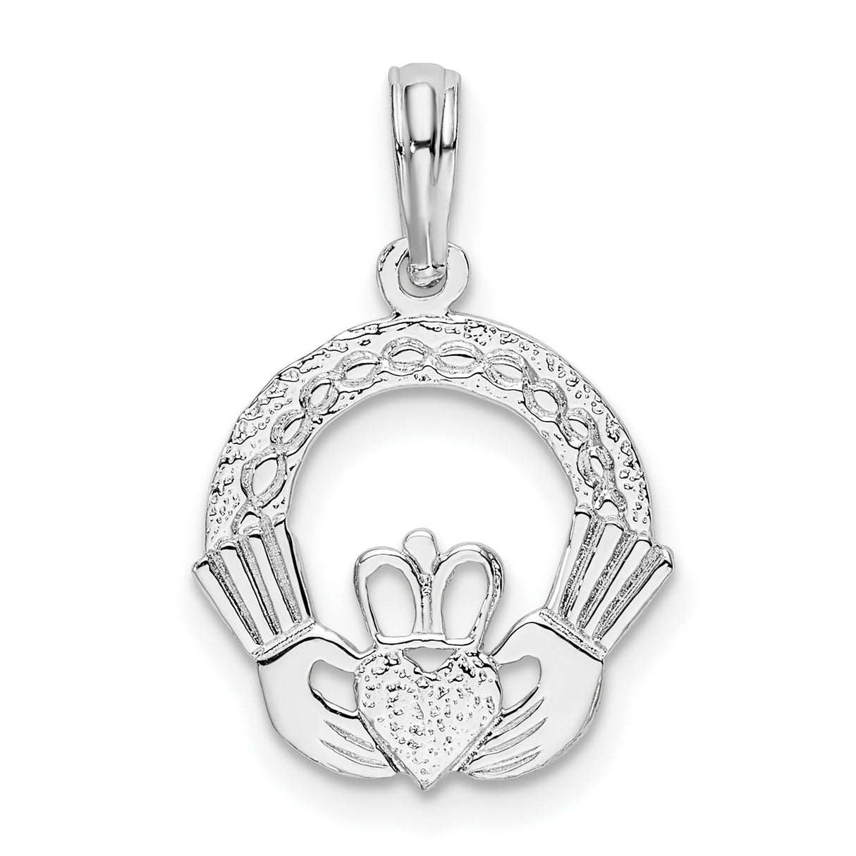 Sterling Silver Claddagh Pendant with Crowned Heart, Celtic Symbol of Love and Friendship