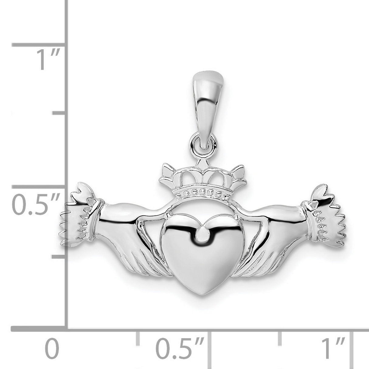 Sterling Silver Claddagh Pendant with Heart, Hands, and Crown, Celtic Symbol of Love and Loyalty