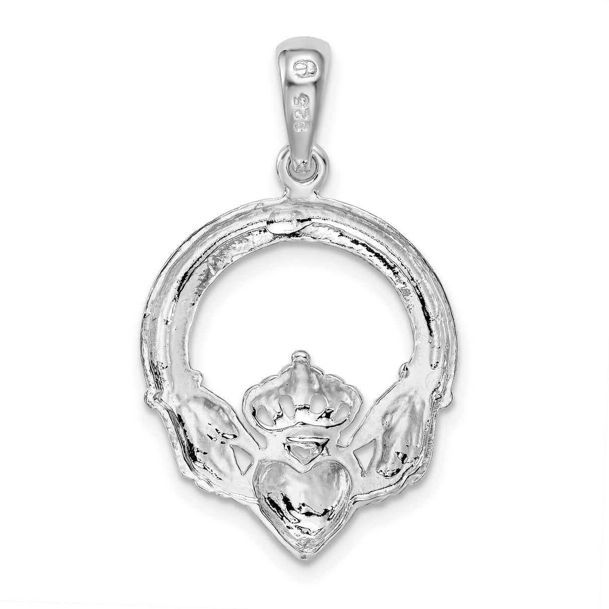 Sterling Silver Claddagh Pendant with Crowned Heart Symbolizing Love, Loyalty, and Friendship