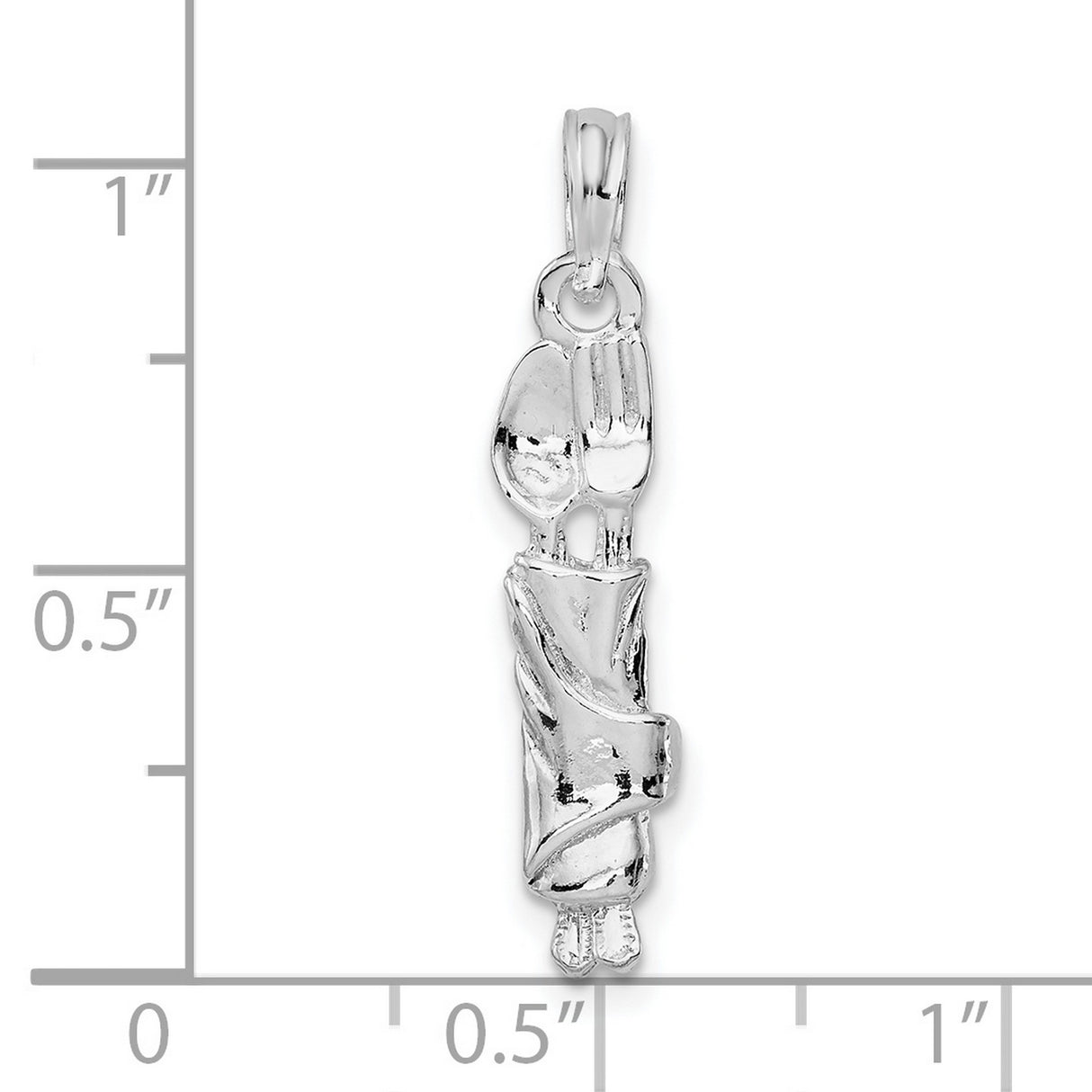 Sterling Silver Pendant, Wrapped Spoon Fork Knife Culinary Arts Charm