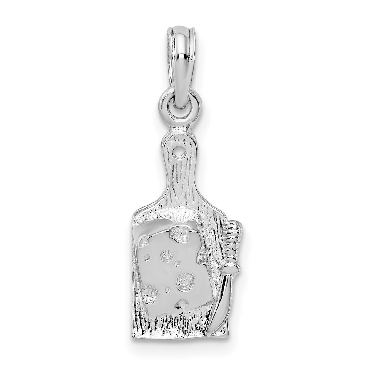 Sterling Silver Cheese Board Pendant with Knife, Culinary Charm for Food Lovers and Chefs