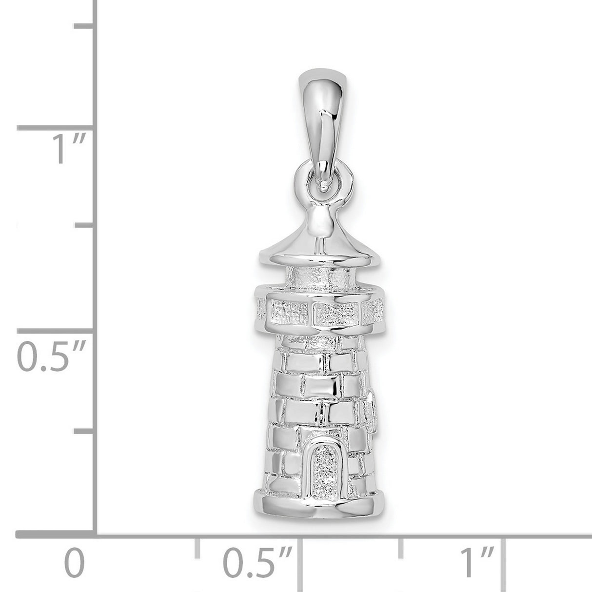Sterling Silver Lighthouse Pendant with Detailed Brick Design, Nautical and Spiritual Symbol