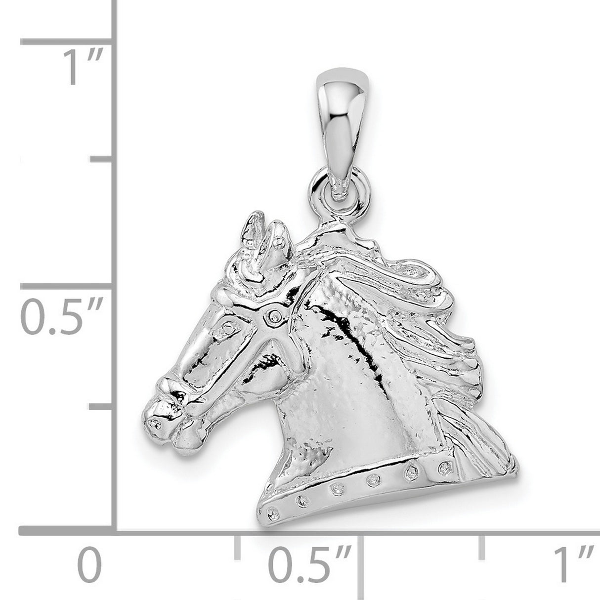 Polished Horse Head Charm Pendant in Real 925 Sterling Silver