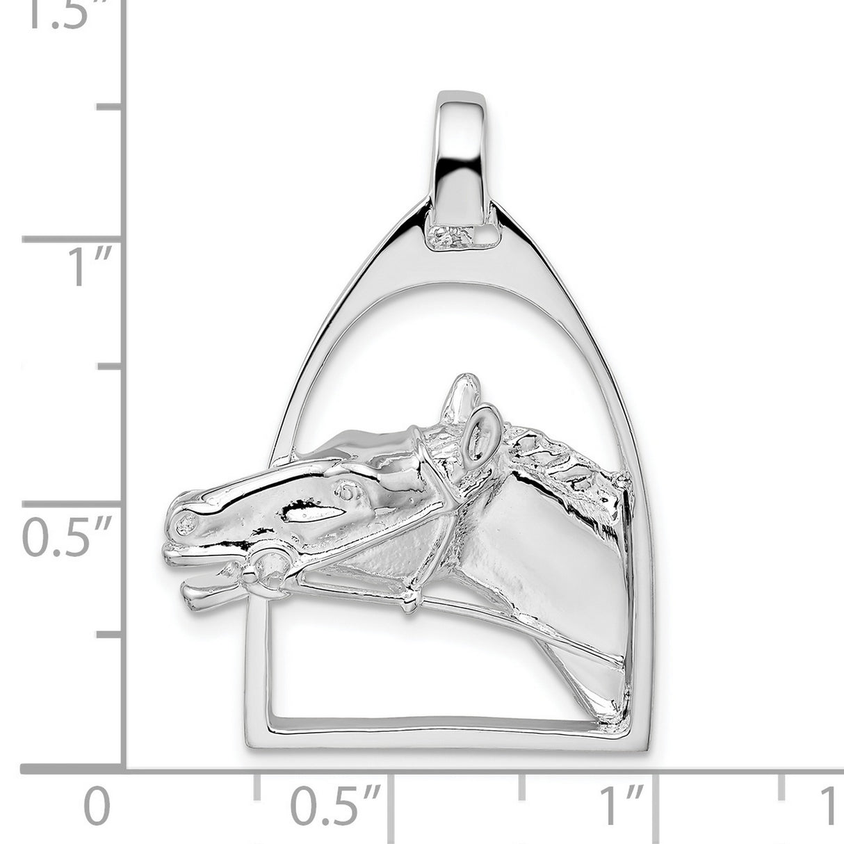 Sterling Silver Horse Head Pendant in Stirrup Frame, Equestrian Western Style Jewelry