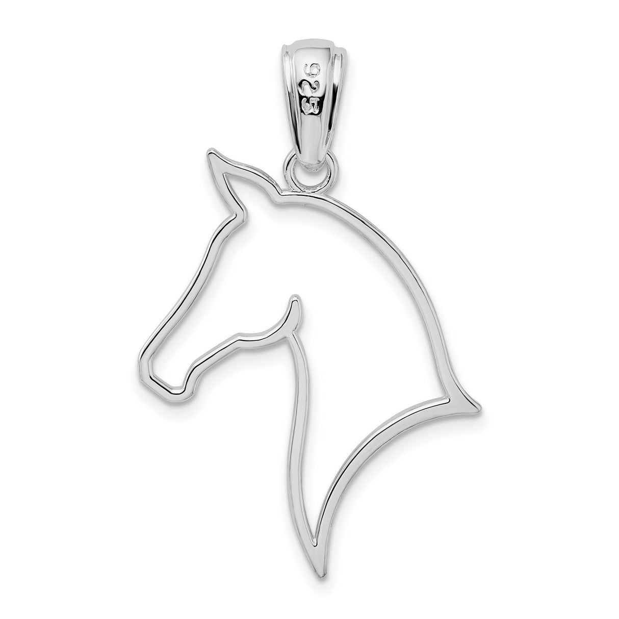 Sterling Silver Horse Head Outline Pendant, Equestrian Silhouette Western Style