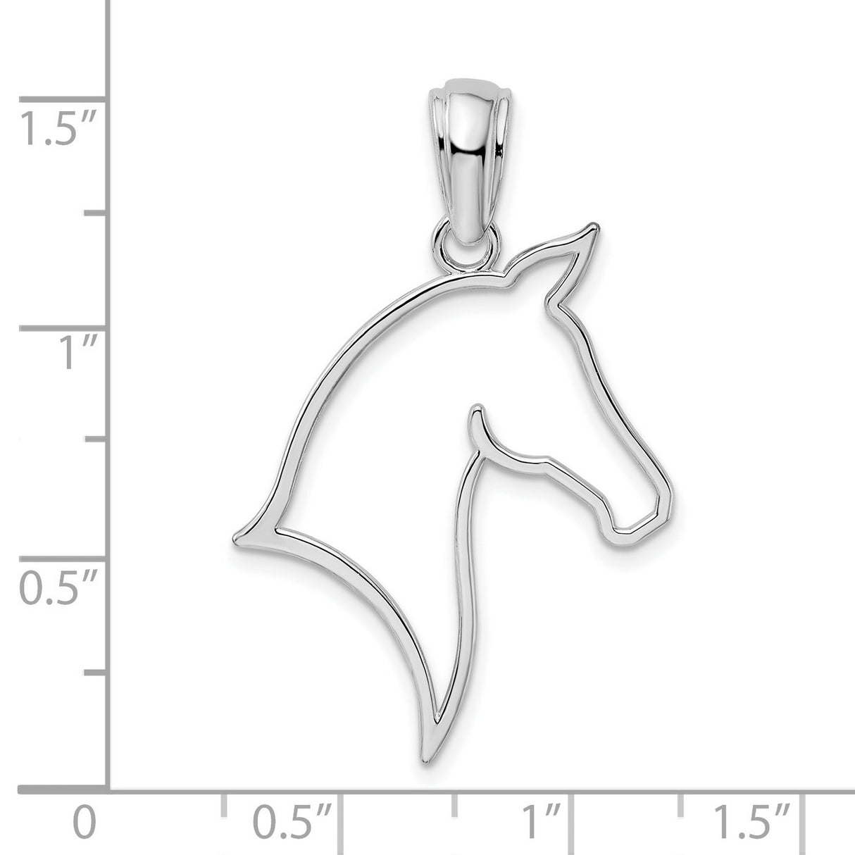 Sterling Silver Horse Head Outline Pendant, Equestrian Silhouette Western Style