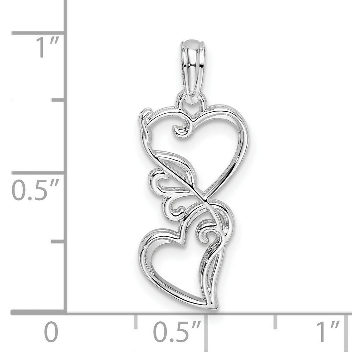 Sterling Silver Heart Pendant with Intertwined Scroll Design, Romantic Openwork Charm