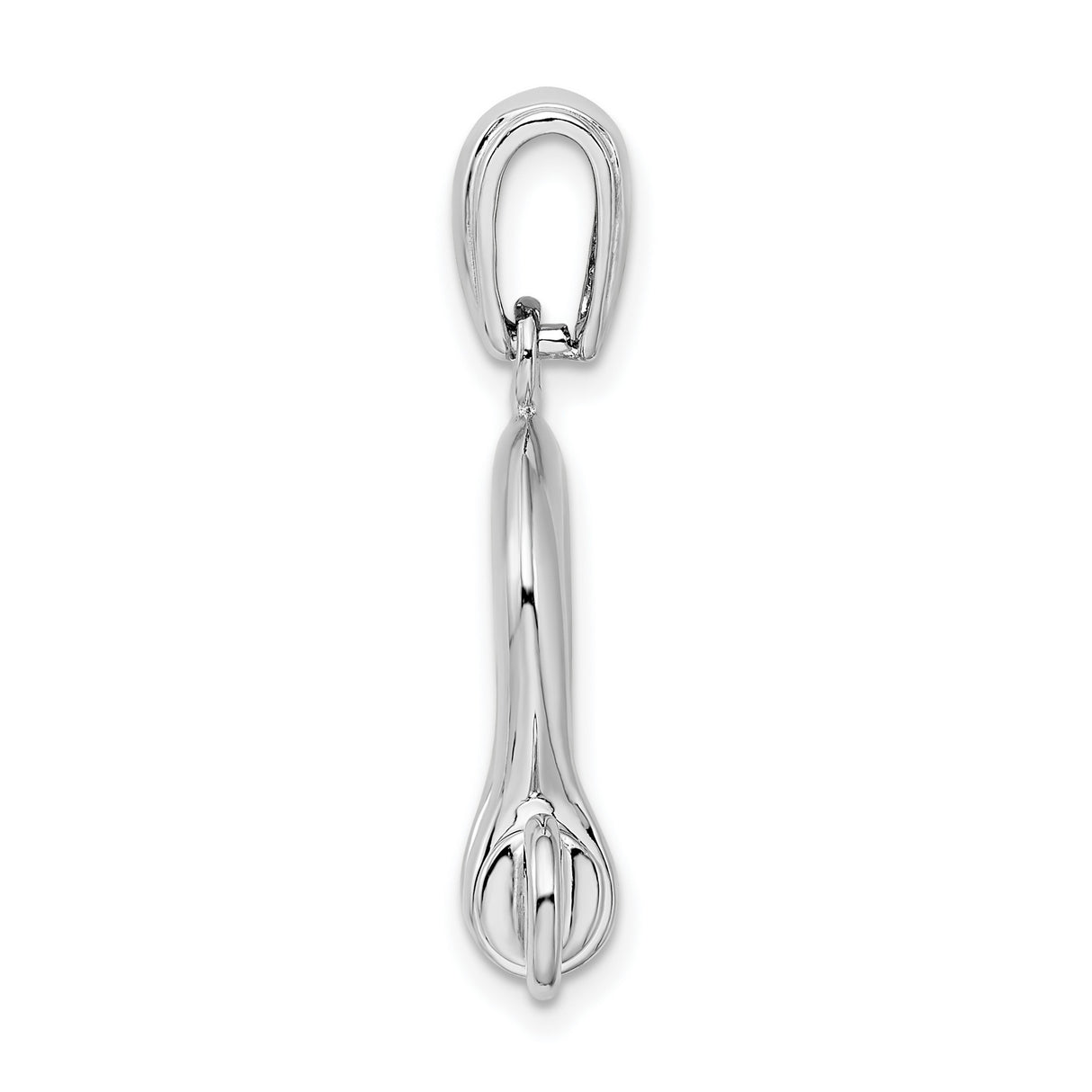Polished 3-D Large Shackle Link Charm Pendant in Real 925 Sterling Silver