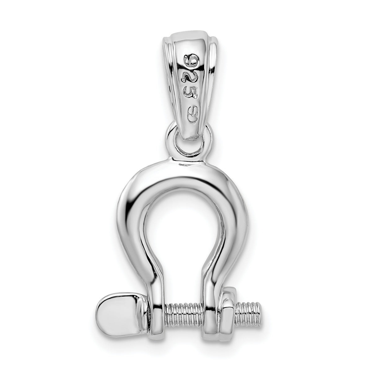 Sterling Silver Shackle Pendant, Bold D-Ring Maritime Charm, Unisex Nautical Jewelry