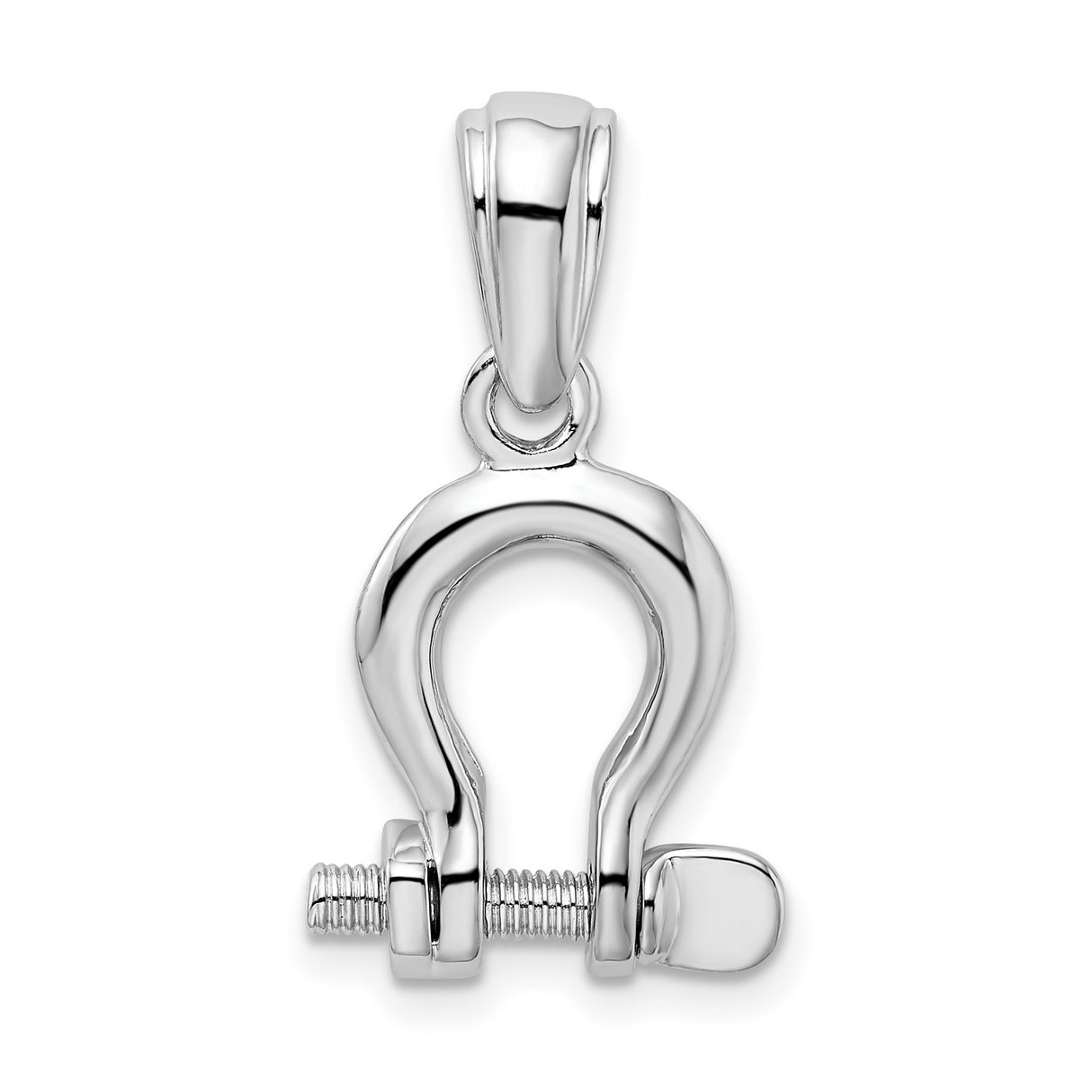 Sterling Silver Shackle Pendant, Bold D-Ring Maritime Charm, Unisex Nautical Jewelry