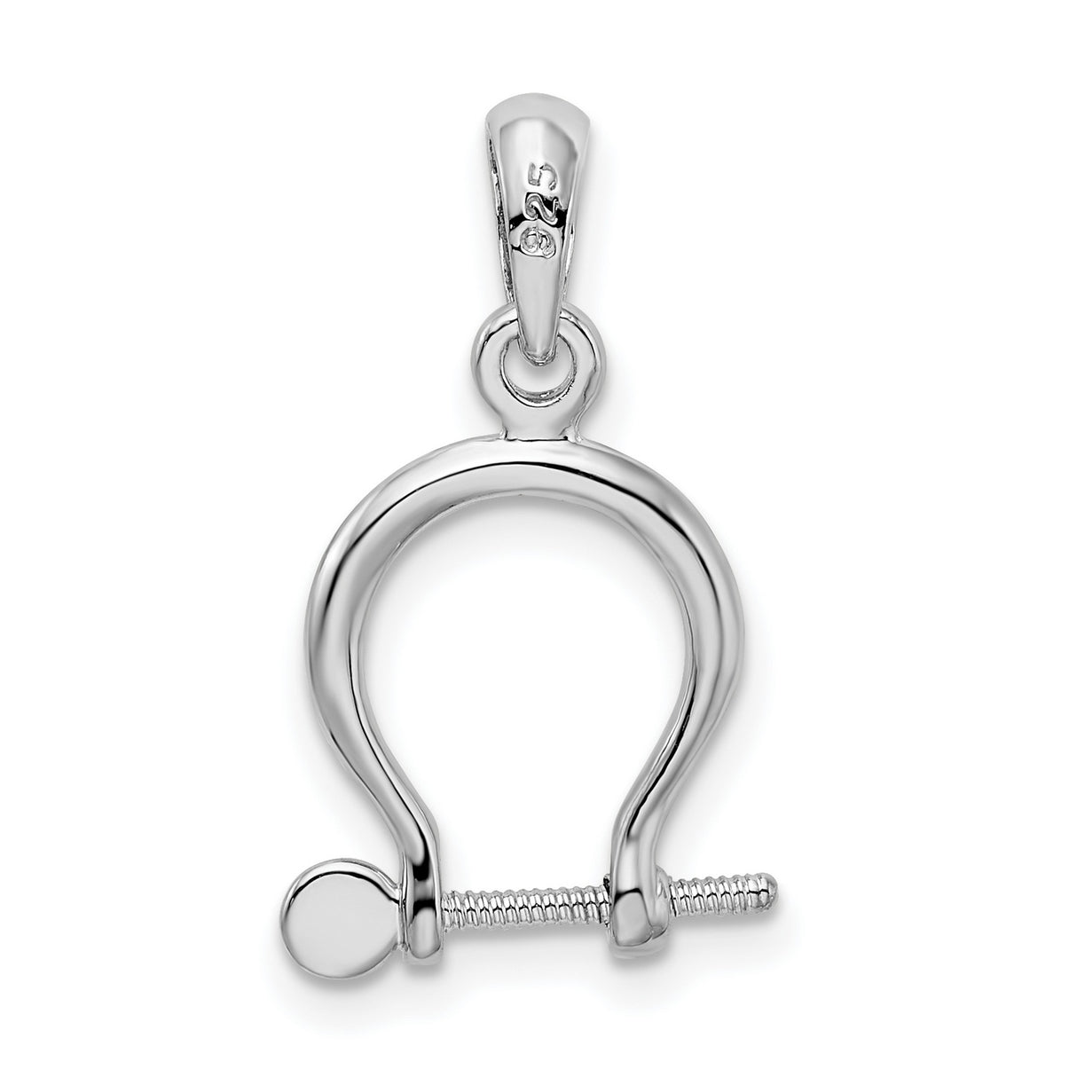 Sterling Silver Shackle Pendant with Threaded Bar, Nautical U-Bolt Design for Men