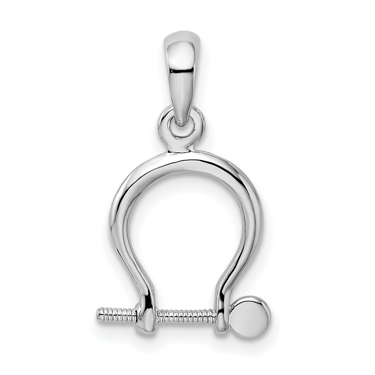 Sterling Silver Shackle Pendant with Threaded Bar, Nautical U-Bolt Design for Men