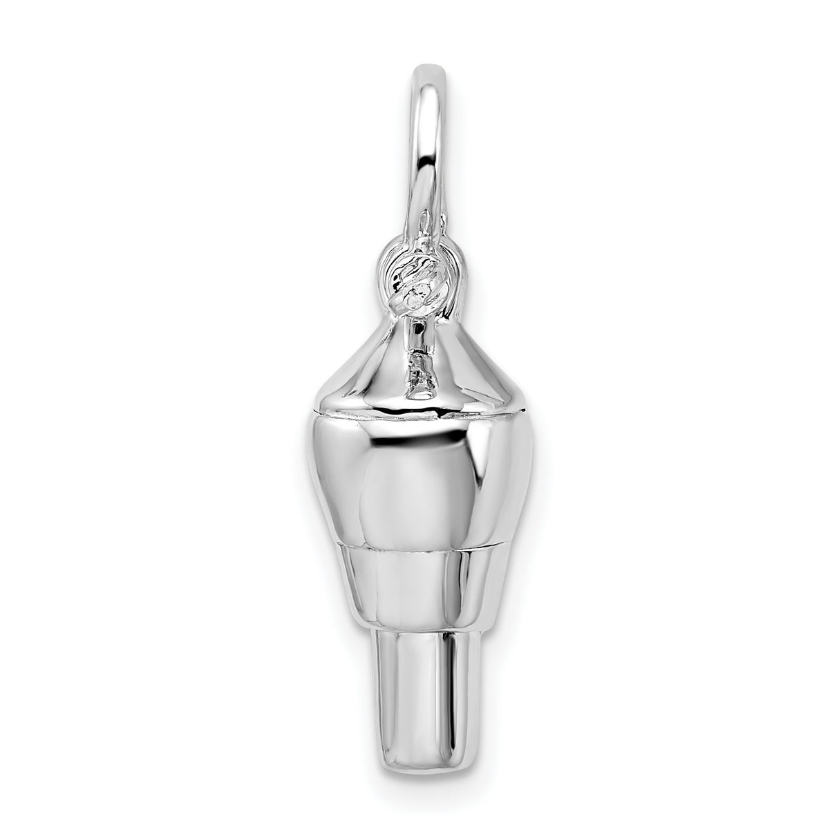 Sterling Silver Police Whistle Pendant, 3D Law Enforcement Charm for Officers and Supporters