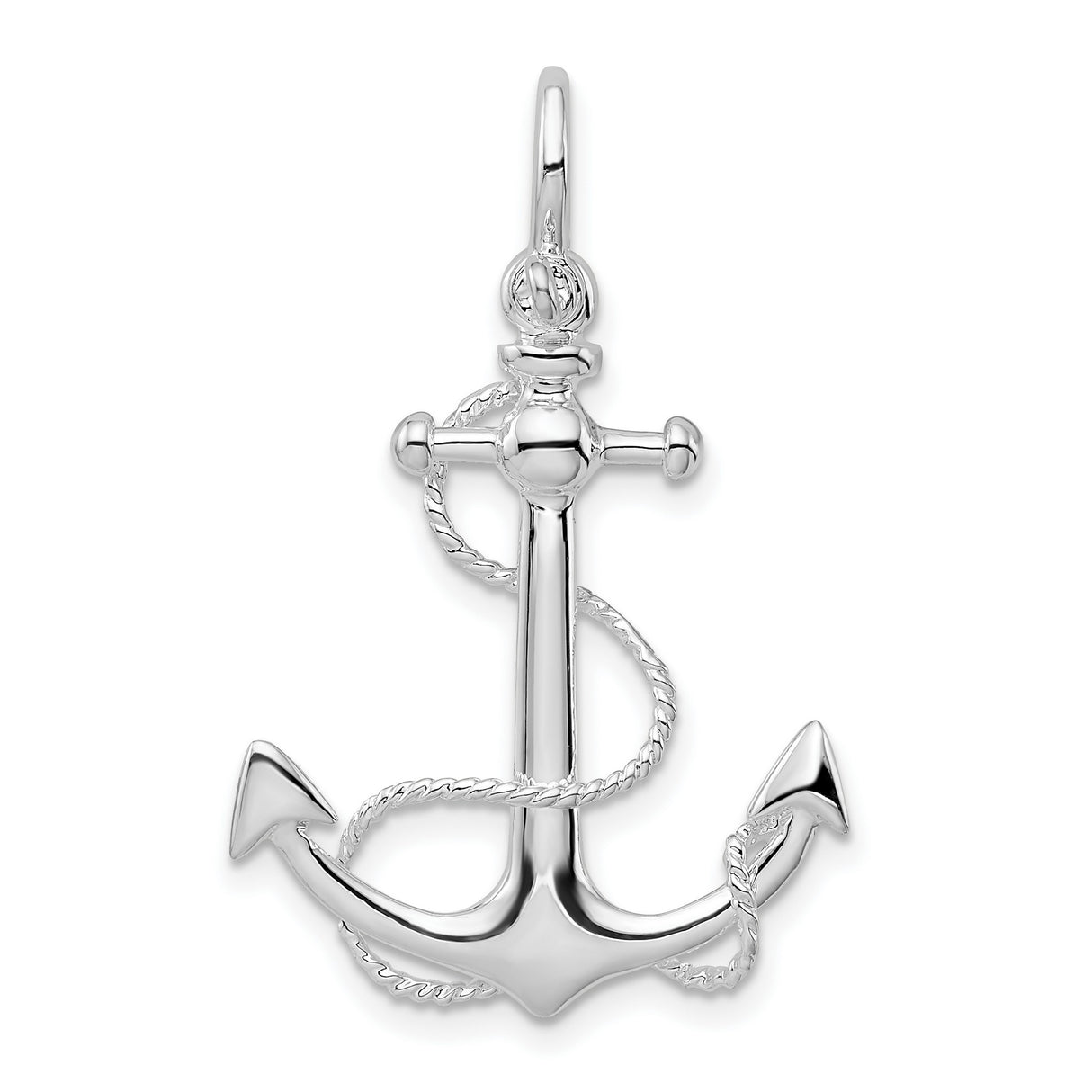 Sterling Silver Anchor Pendant with Rope Detail, Nautical Symbol of Hope and Strength, Unisex