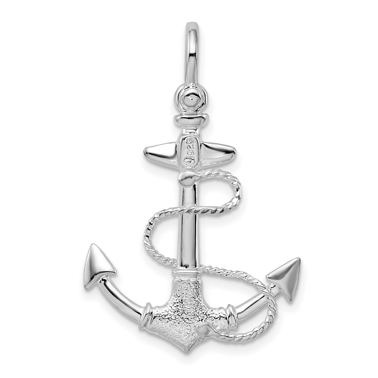 Sterling Silver Anchor Pendant with Rope Design, Nautical Christian Symbol for Men and Women