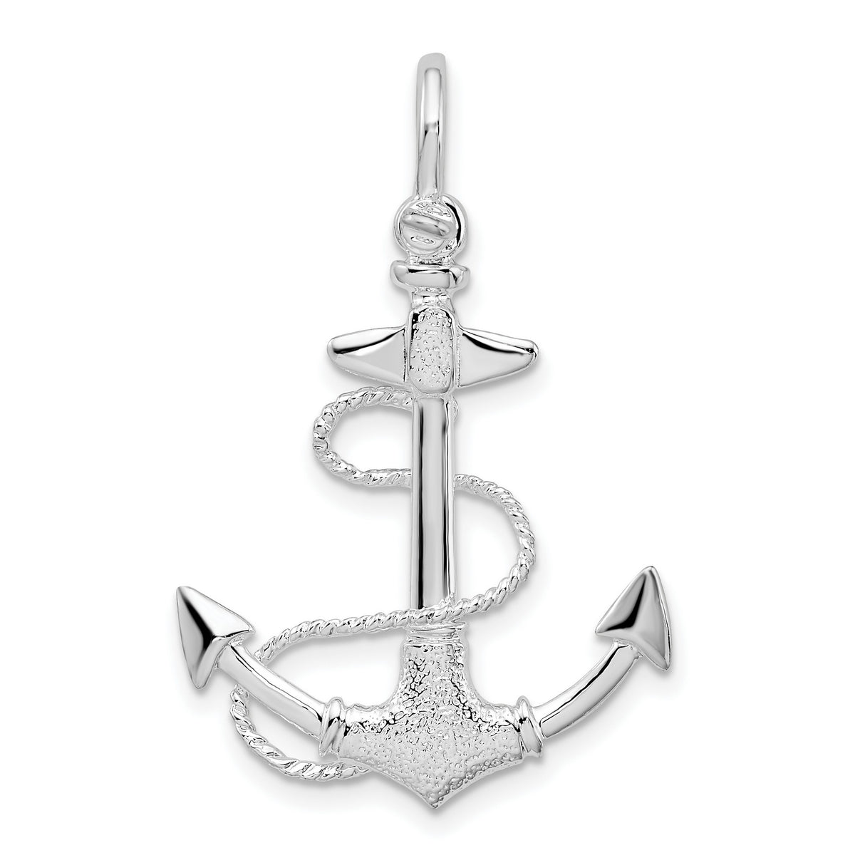 Sterling Silver Anchor Pendant with Rope Design, Nautical Christian Symbol for Men and Women