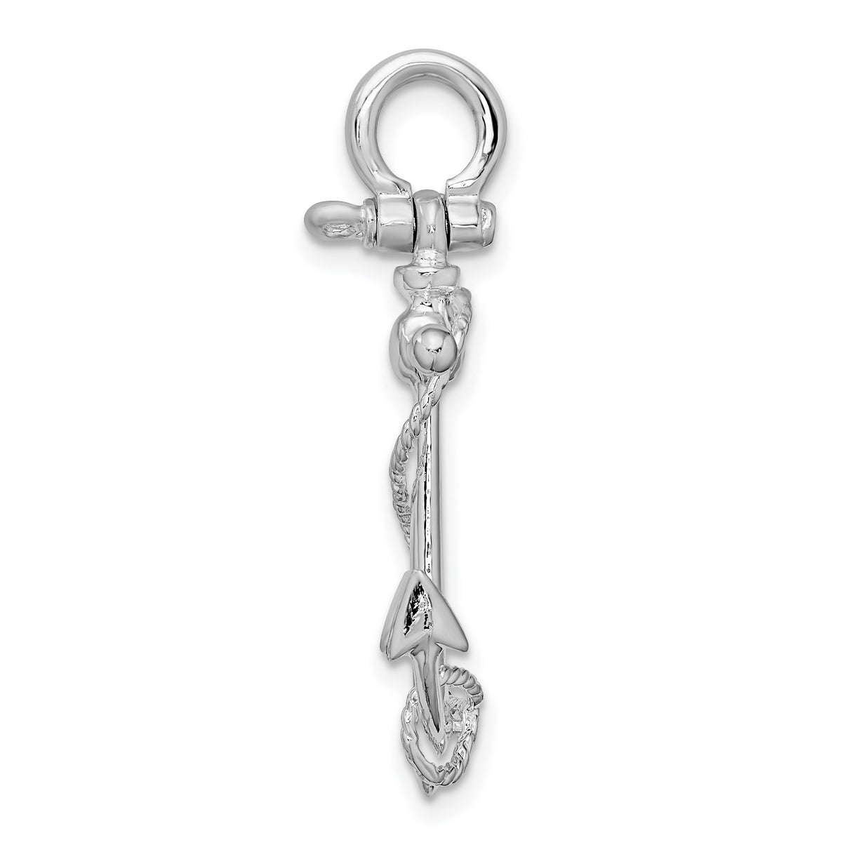 Sterling Silver Anchor Pendant with Rope Design, Nautical Symbol of Faith and Strength