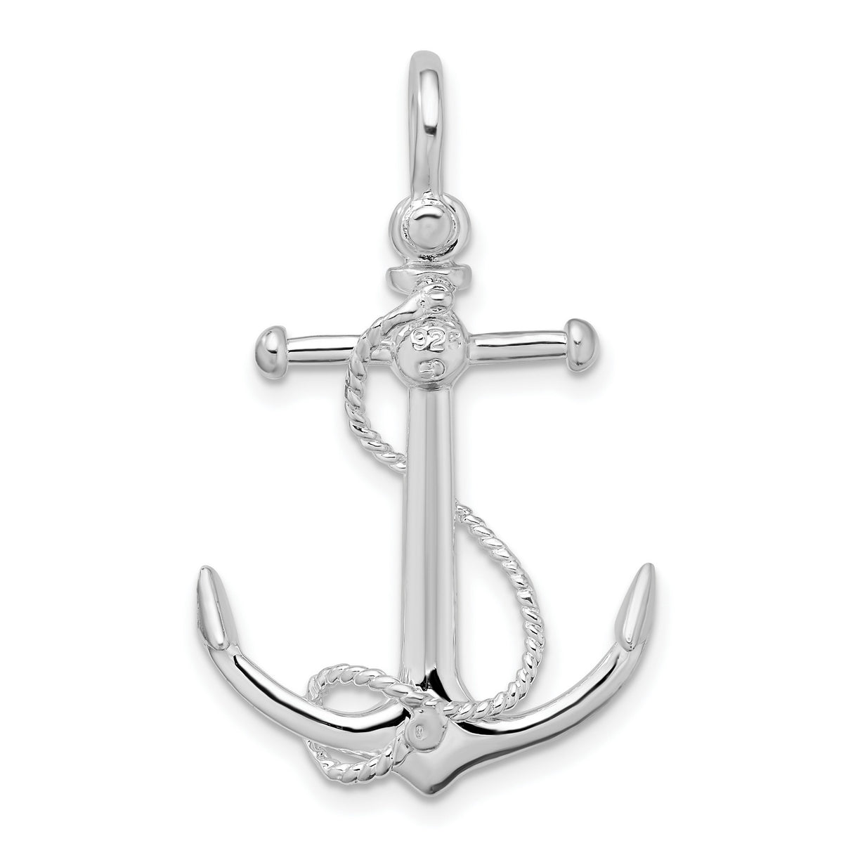 Sterling Silver Anchor Pendant with Rope Design, Nautical Symbol of Faith and Strength
