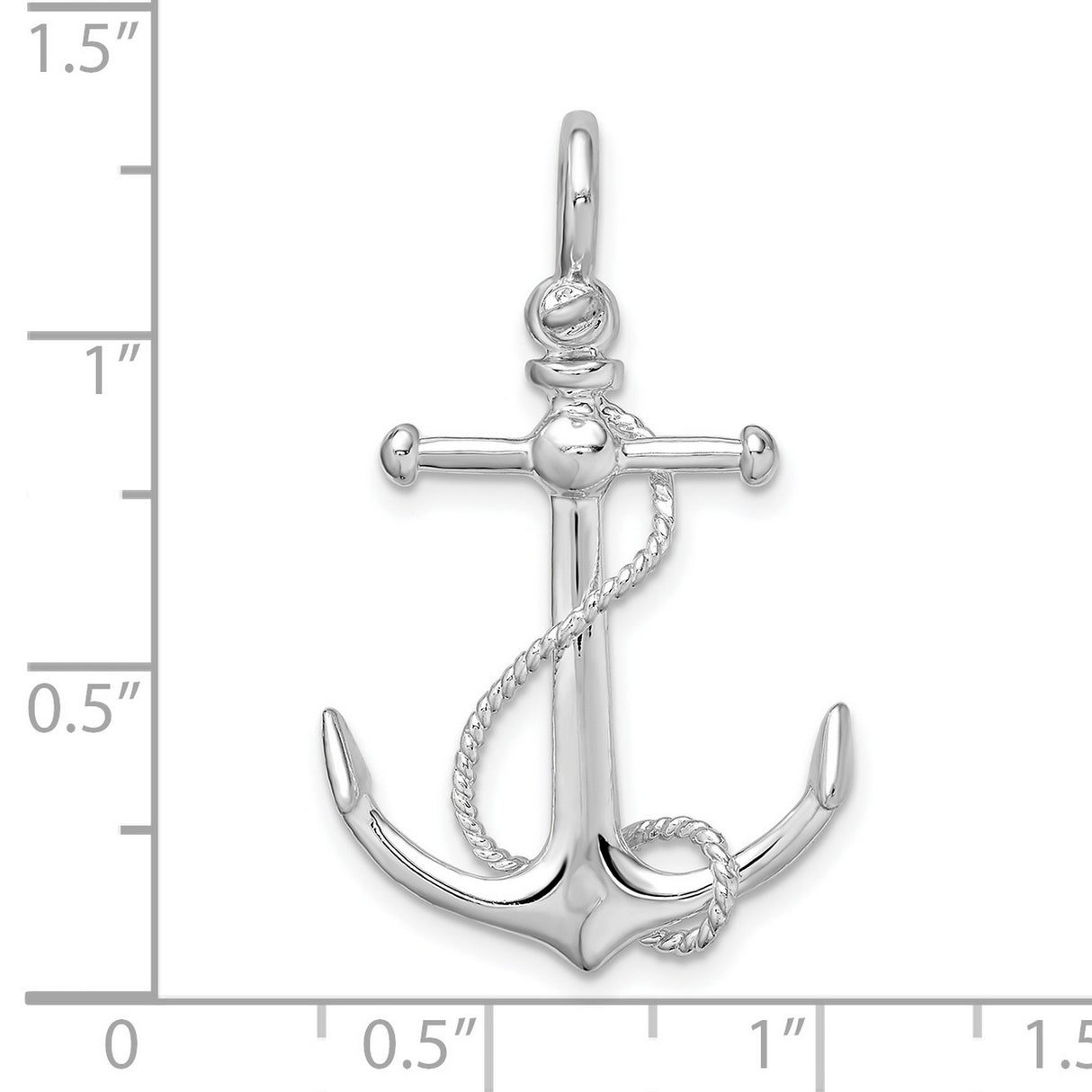Sterling Silver Anchor Pendant with Rope Design, Nautical Symbol of Faith and Strength