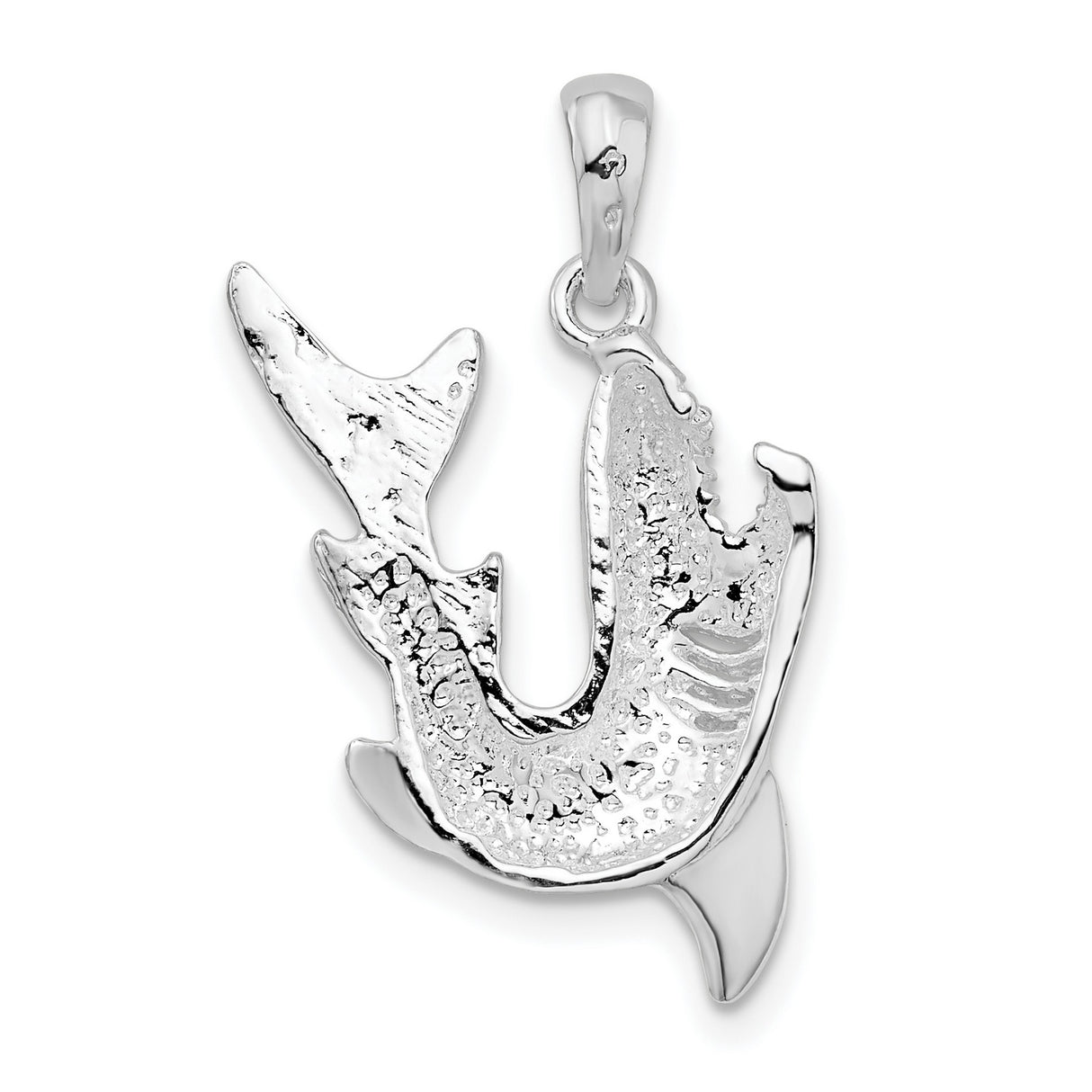 Sterling Silver Shark Pendant with Open Mouth Design, Nautical Marine Animal Jewelry for Men or Unisex