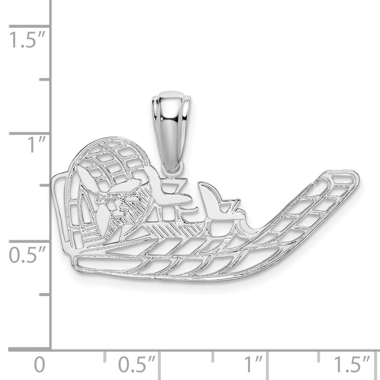 Sterling Silver Airboat Pendant with Detailed Fan Boat and Birds in Flight Design