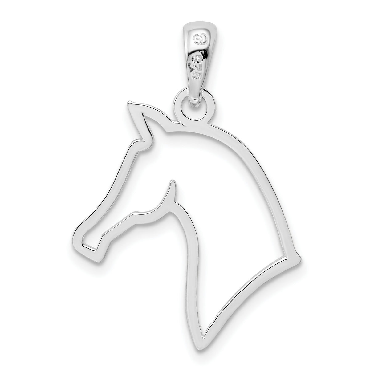Sterling Silver Horse Head Outline Pendant, Minimalist Equestrian Western Jewelry